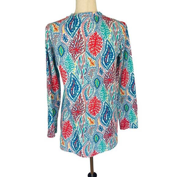 Lilly Pulitzer Odette Blue Multi Minnow Print Tunic Top Women's Medium - Picture 6 of 9